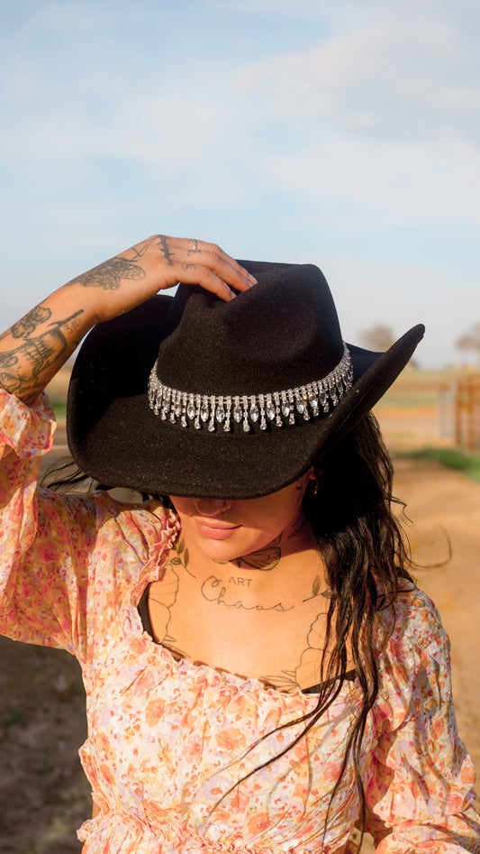 Black Crystal Cowboy Hat