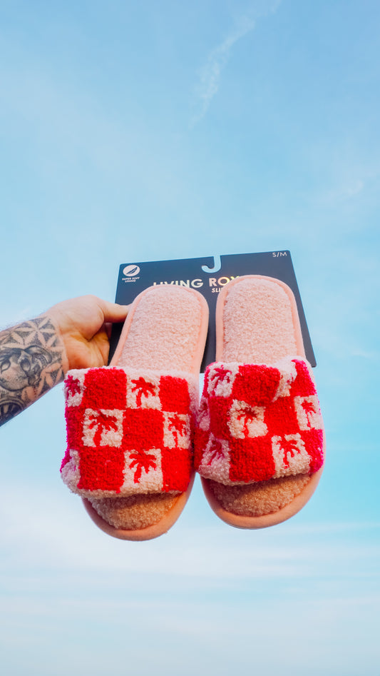 Pink Palm Slide Slippers- S/M