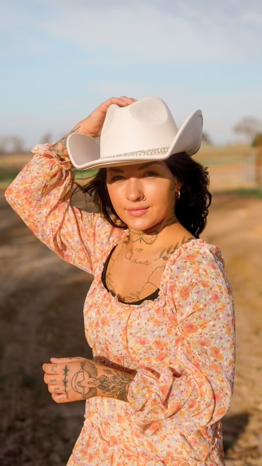 Off-White Crystal Cowboy Hat