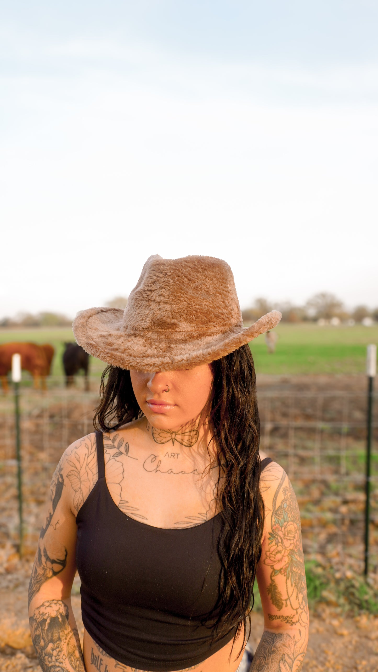 Fuzzy Cowboy Hat - Tan