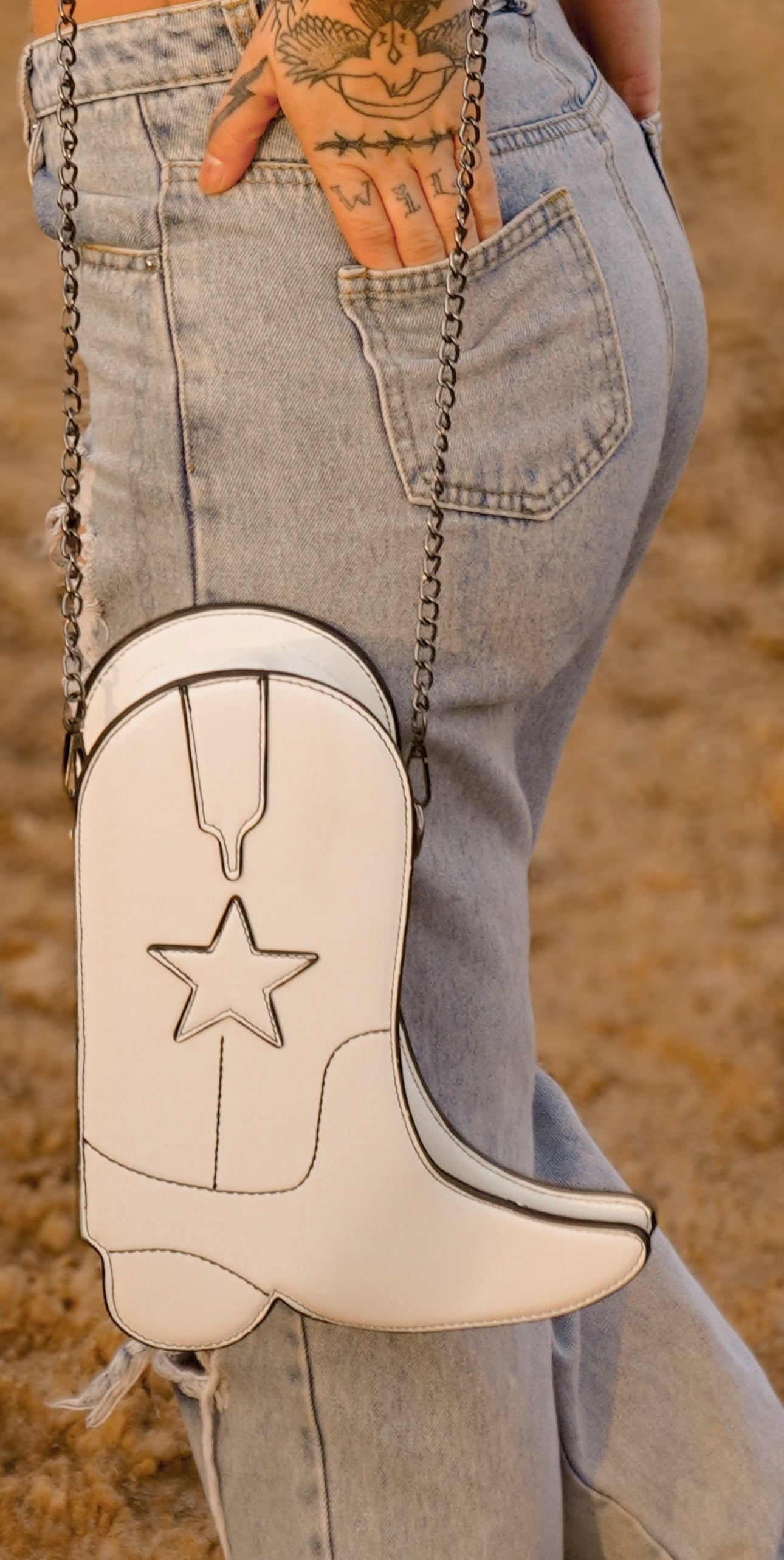 COWBOY BOOT BAG - White