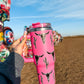 Pink Cactus & Cattle Tumbler With Straw