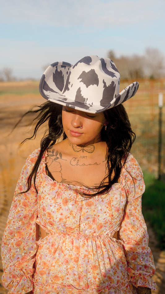 Cow Print Cowboy Hat